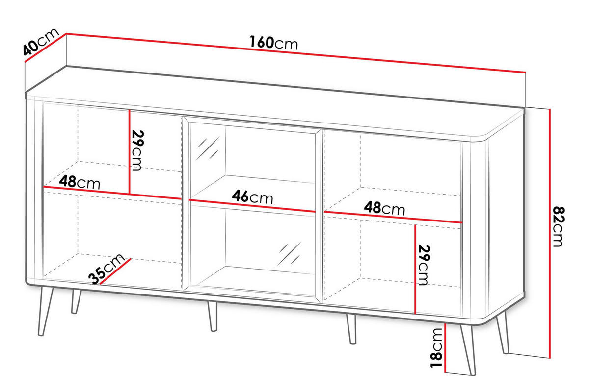 KOMMODE Marly Kaschmir / Walnuss 160 / 40 / 82cm - Kaschmir/Beige, Holz/Holzwerkstoff (160/82/40cm) - Feldmann-Wohnen