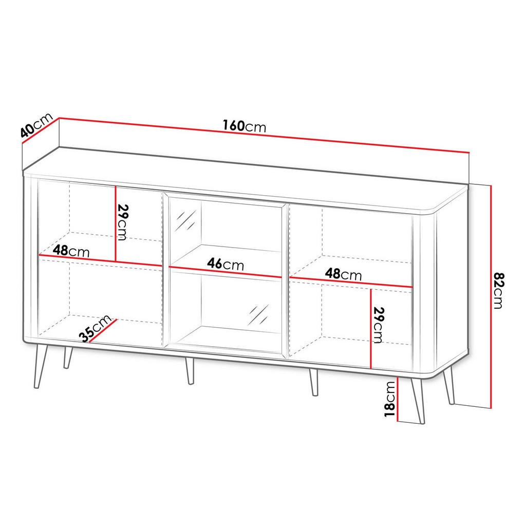 Thumbnail - Feldmann-Wohnen Kommode, Beige, Braun, Holz, 3 Fächer, 160x82x40 cm, Wohnzimmer, Kommoden & Sideboards, Kommoden