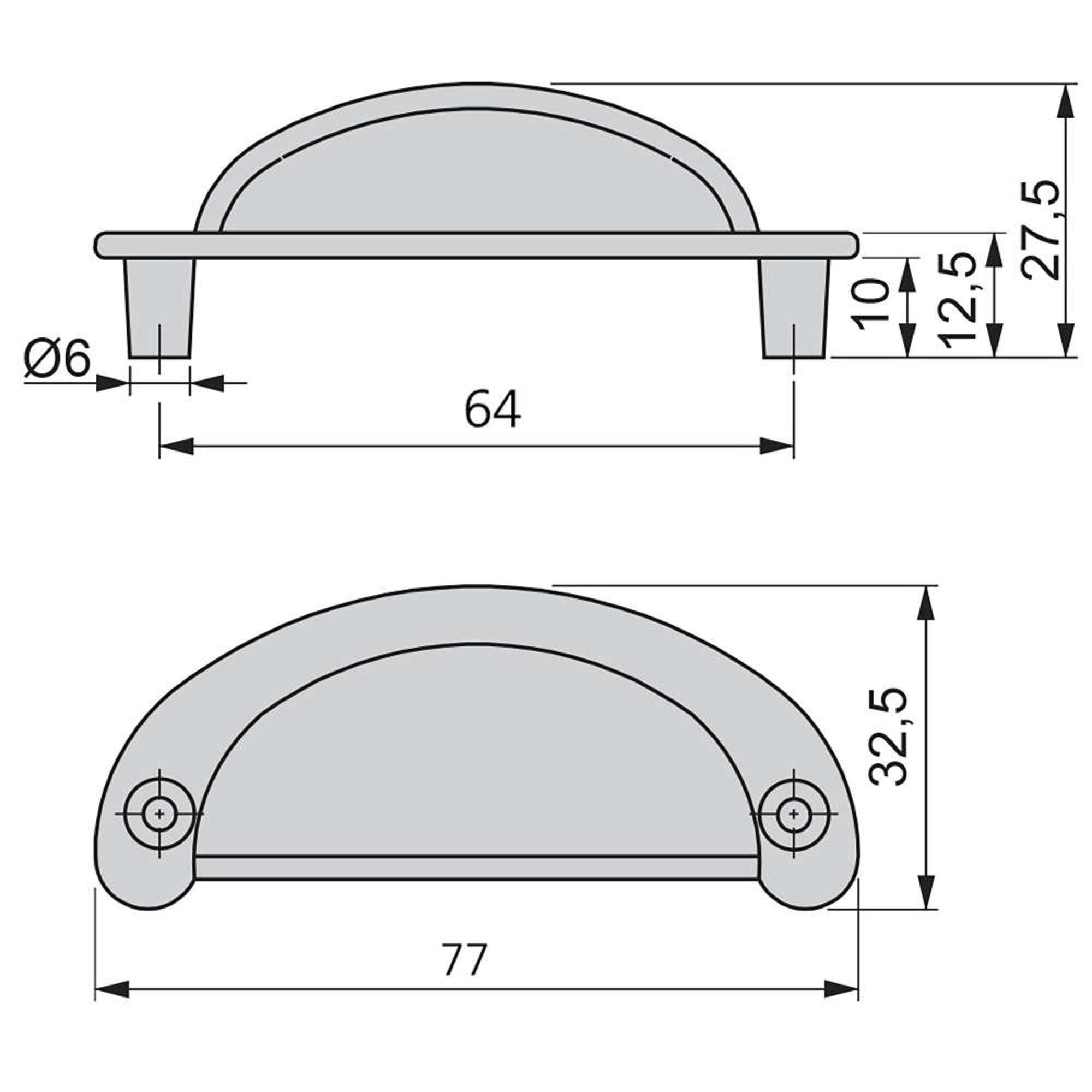 MÖBELGRIFFE Marrakesch, L77mm, 64mm Achsenabstand, Zamak, Bronze 20er-set - Bronzefarben, Kunststoff (7.7/4/2.75cm) - EMUCA