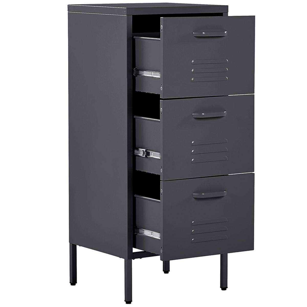 AKTENSCHRANK schwarz Wostok - Schwarz, Metall (43/103/40cm) - Beliani