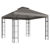 GARTEN-PAVILLON mit Doppeldach, ca. 3x3 m, Sonnenschutz - Dunkelgrau, Metall (298/279/162cm) - Outsunny