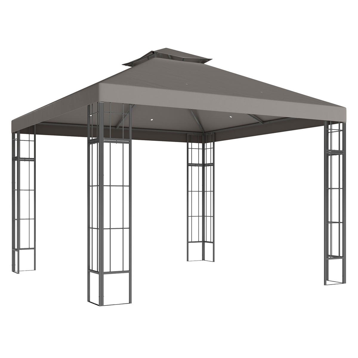 GARTEN-PAVILLON mit Doppeldach, ca. 3x3 m, Sonnenschutz - Dunkelgrau, Metall (298/279/162cm) - Outsunny
