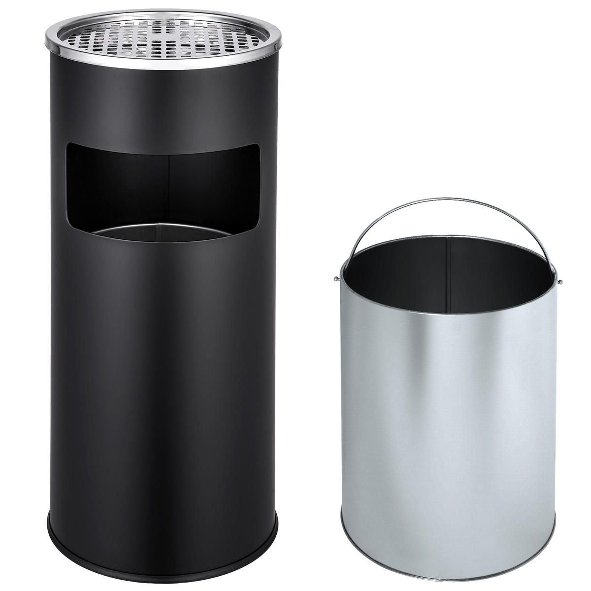 STANDASCHENBECHER ,25 x 61 cm,schwarz - Schwarz, Metall (25cm) - tectake