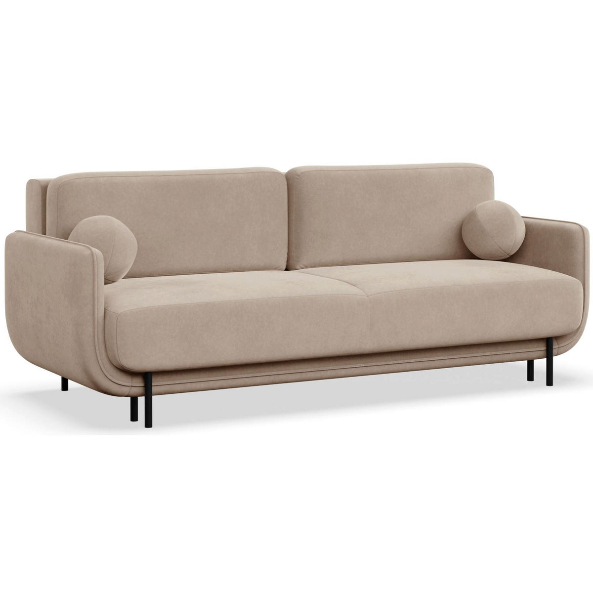 SCHLAFSOFA Ovals Beige - Beige/Schwarz, Textil/Metall (236/95/96cm) - Selsey
