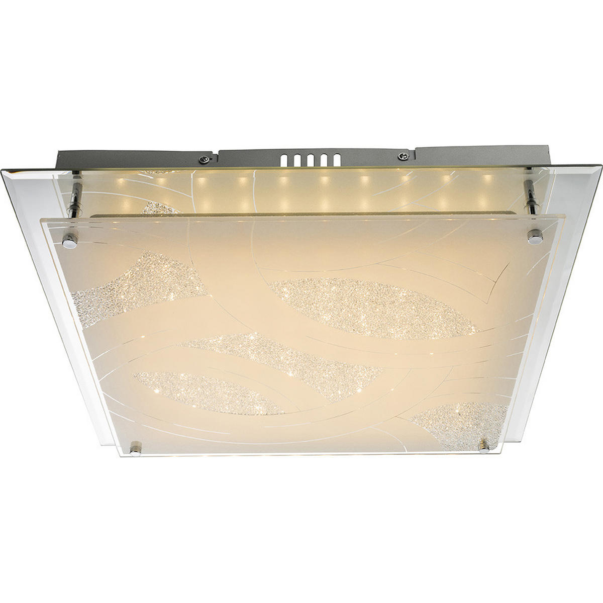 LED DECKENLEUCHTE Chrom Glas Silber - Silberfarben, Glas (43/43/8cm) - Globo Lighting
