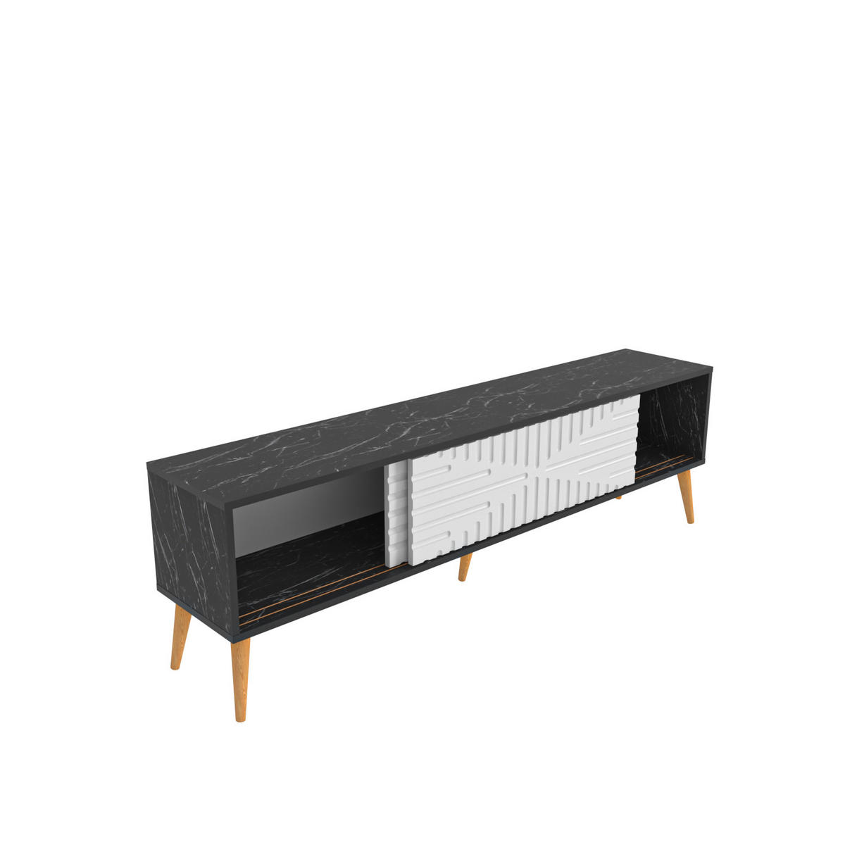 TV-LOWBOARD Riso - Robinienfarben/Weiß, Holzwerkstoff (180/54/35cm) - Decorotika