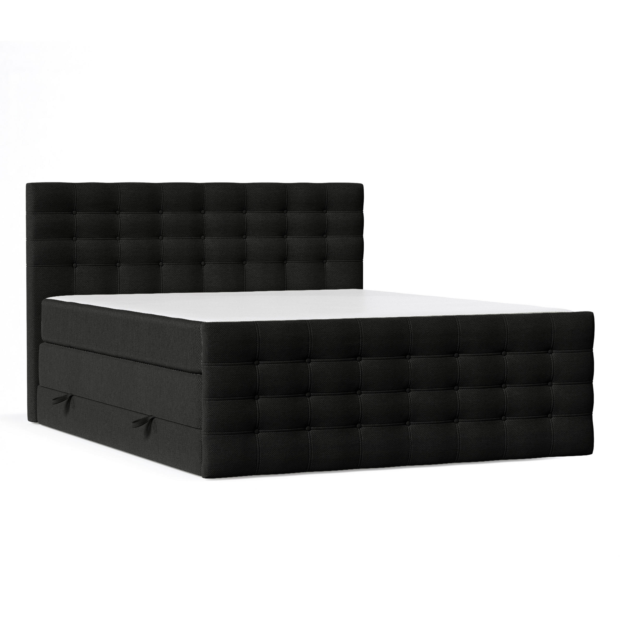 BOXSPRINGBETT Blend Schwarz 120/200 cm mit Matratze - Schwarz, Holz/Holzwerkstoff (120/200cm) - Maison de Reve