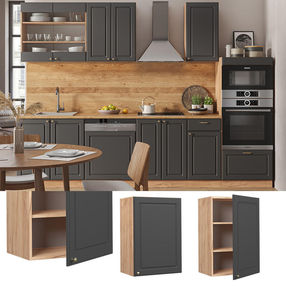 HÄNGESCHRANK Fame-Line Anthrazit-Gold 50 cm - Honigeiche/Anthrazit, Holzwerkstoff (50/72/34.1cm) - Vicco