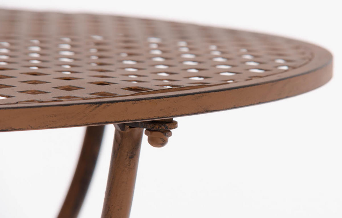 GARTENBEISTELLTISCH rund Ø70 cm Metall antik braun - Braun, Metall (70/70/74cm) - CLP