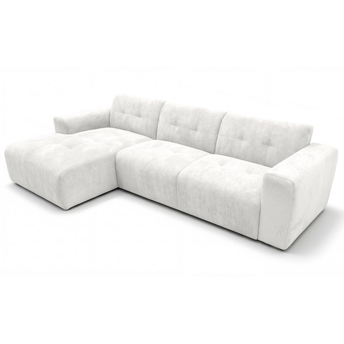 ECKSOFA L Form Corlu Weiß 310/165/78 cm – stilvolle kleine Eckcouch Links - Schwarz/Weiß, Kunststoff/Textil (310/165cm) - AX Living