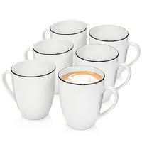KAFFEEBECHER SET MARLO BLACK RIM LIMITED EDITION - 6 teilig aus Porzellan - Weiß, Keramik (0.35L) - Sänger