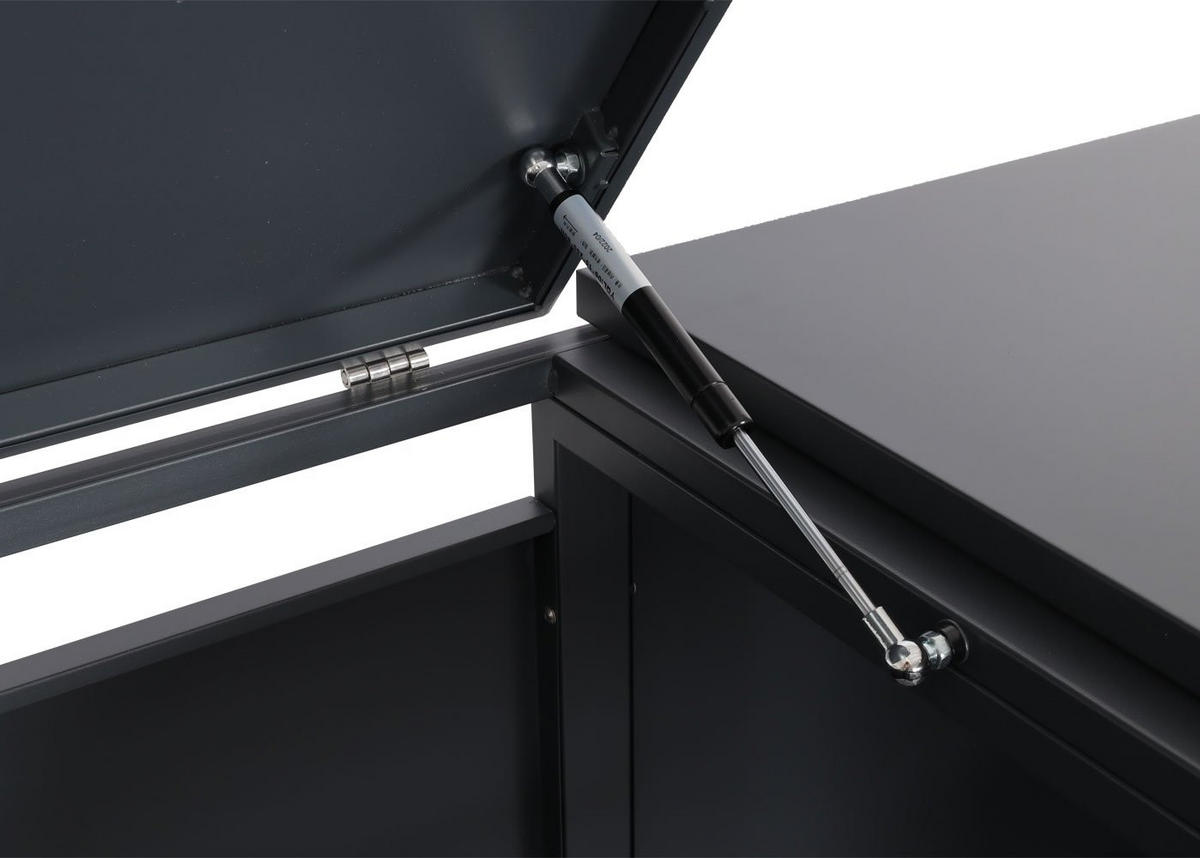 MÜLLTONNENBOX 4er/8er XL 117x290x98cm Anthrazit Kirsche-Holzoptik Dunkelbraun - Kirschbaumfarben, Metall (290/117/98cm) - PROREGAL