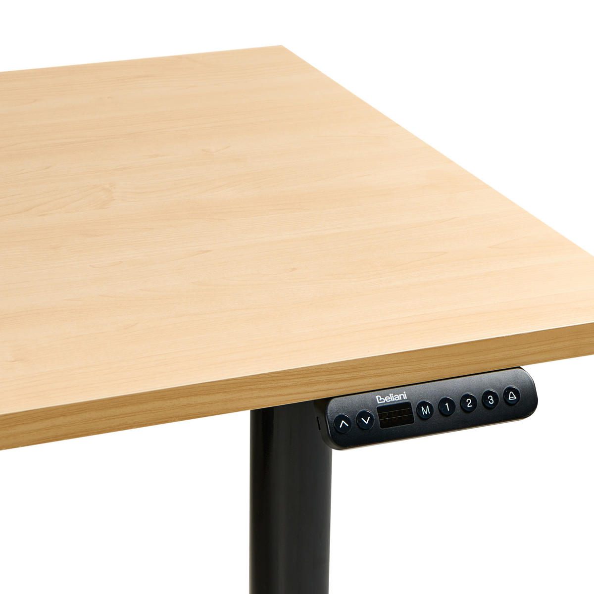 SCHREIBTISCH elektrisch höhenverstellbar 180/72 cm Schwarz/Hellbraun Destinas - Hellbraun/Schwarz, Holzwerkstoff/Metall (72/180/67cm) - Beliani