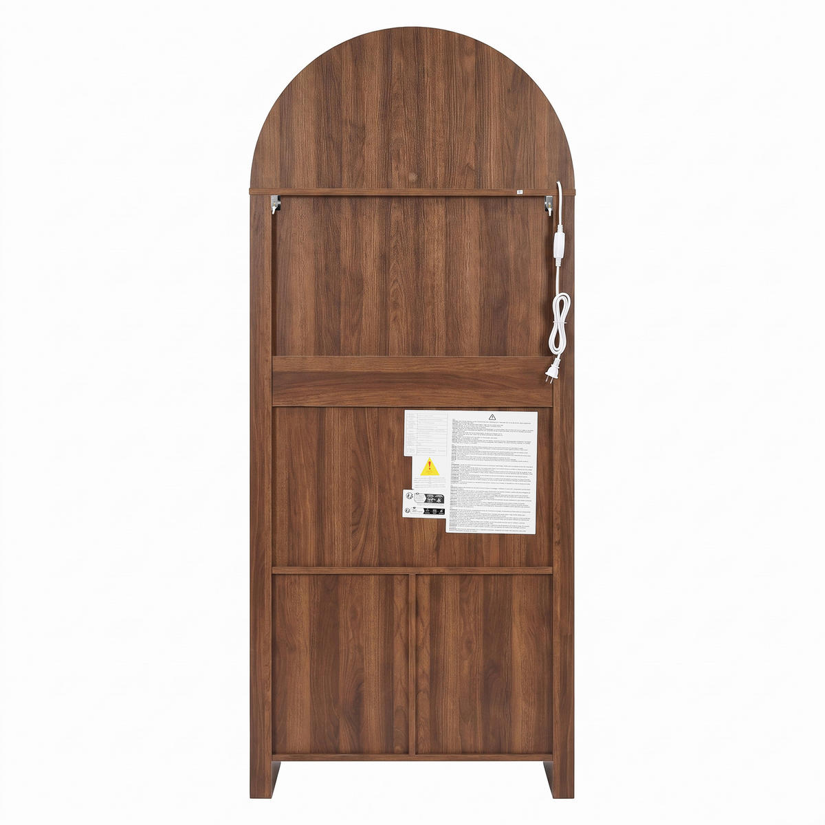 HOCHSCHRANK Nussbaum Bogen-Design mit APP-LED, 2 Türen & 2 Schubladen - Walnussfarben, Holzwerkstoff (76/180/38cm) - Urban Meuble