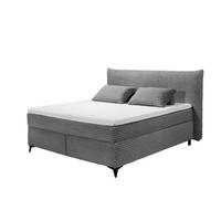 BOXSPRINGBETT 180x200 – Breitcord, Duo 7-Zonen-Tonnentaschen-Federkernmatratze, H3/H4, HR-Lux-Topper - Dunkelgrau/Salbeigrün, Holz/Holzwerkstoff (180/200cm) - ed exciting design