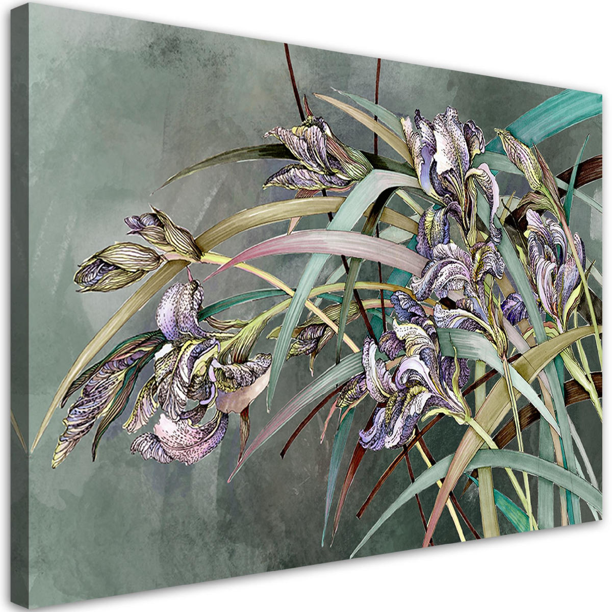 WANDBILD iris blumen im wind - Grau, Textil (60/40cm) - Feeby