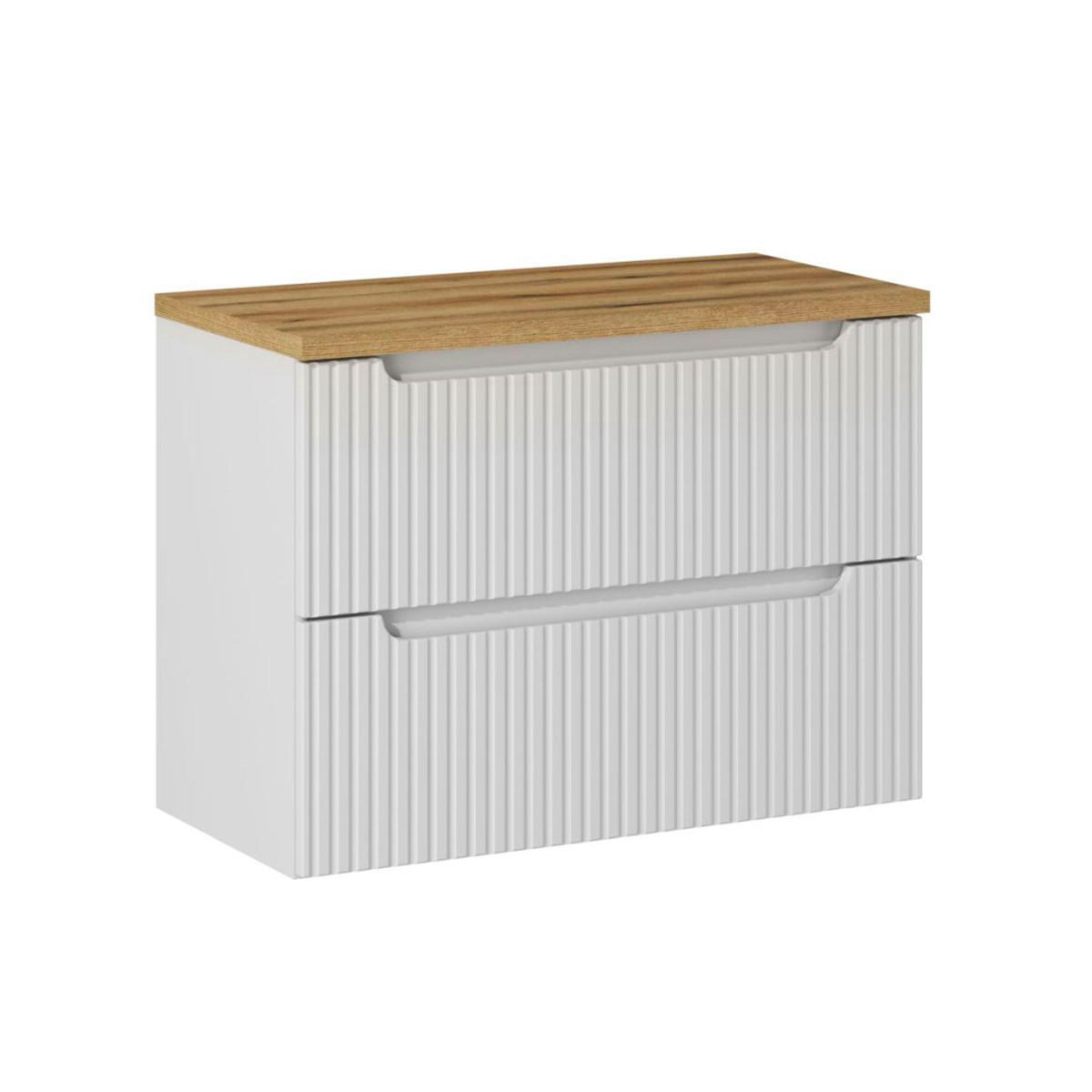 WASCHTISCHUNTERSCHRANK 80.4cm Riva Weiß und Holz - Weiß, Holzwerkstoff (80.4/59/40cm) - Petits-meubles