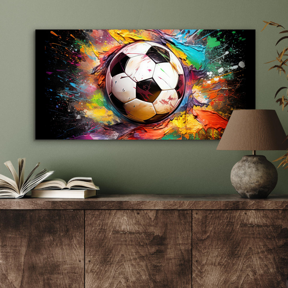 KOVOVÝ OBRAZ Futbal - Farba - Farby - Čierna - Biela 80x40 cm - biela, kov (80/40cm) - MuchoWow