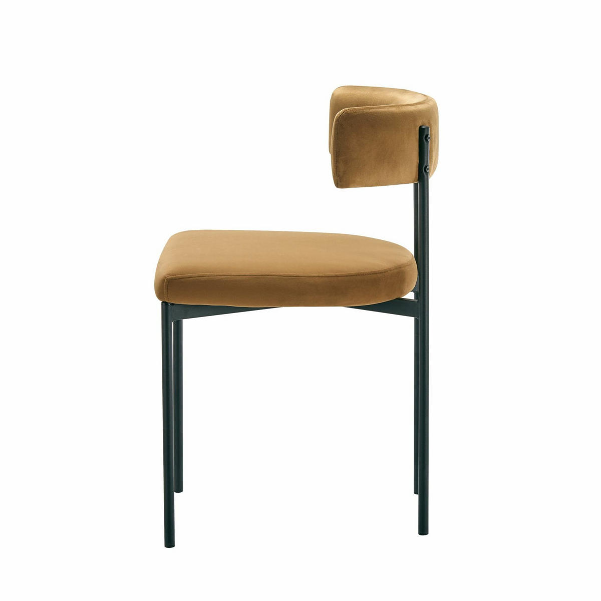 POLSTERSTUHL Loanny Samt Kupferbraun - Schwarz/Kupferfarben, Textil/Metall (54/53/78cm) - Selsey