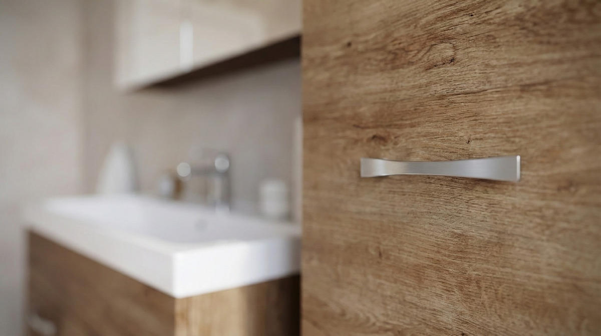 BADMÖBEL-SET Paso LED 4 Teile Braun Eiche - 80 x 35 x 55 cm - Eichefarben/Braun, Holz (80/55/40cm) - Badplaats