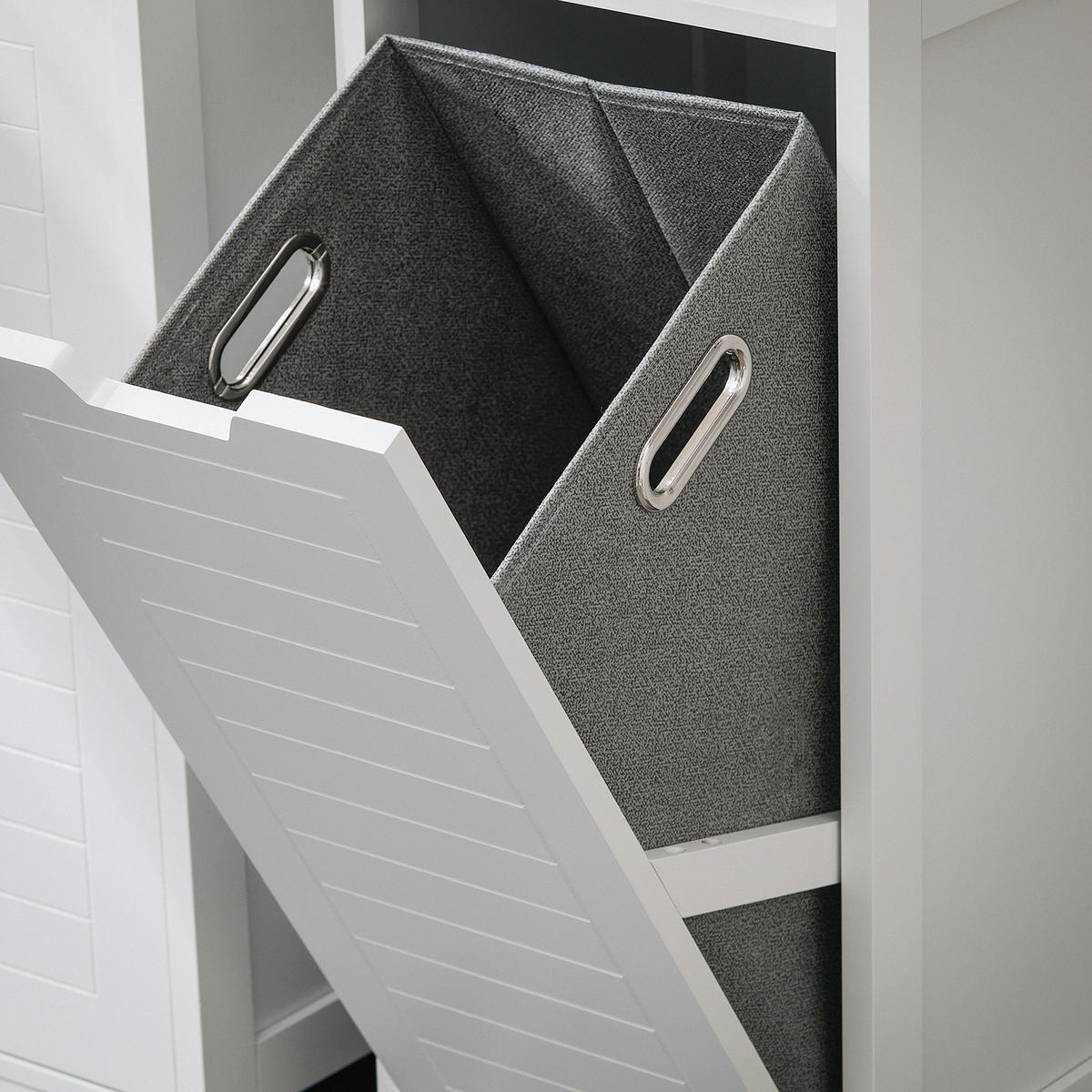 WÄSCHESCHRANK mit Wäschesack Weiß - Weiß, Holzwerkstoff (30/90/30cm) - SoBuy
