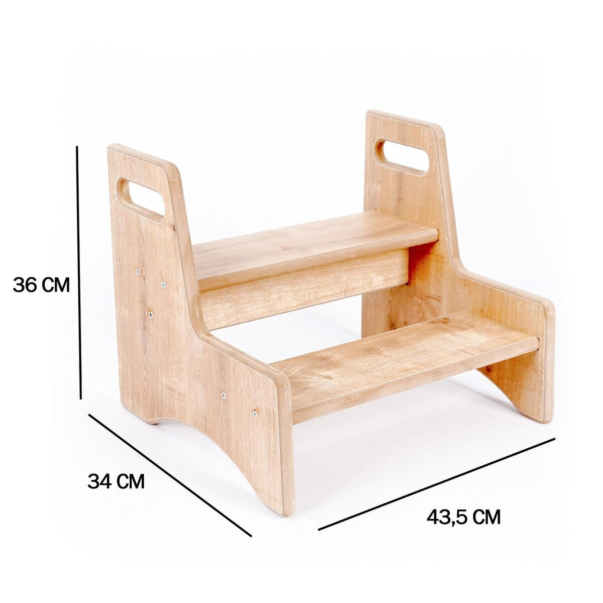 KINDERTRITT mit eichenoptik 34/43,5/36 cm - Eichefarben, Holzwerkstoff (34/36/43.5cm) - Calicosy