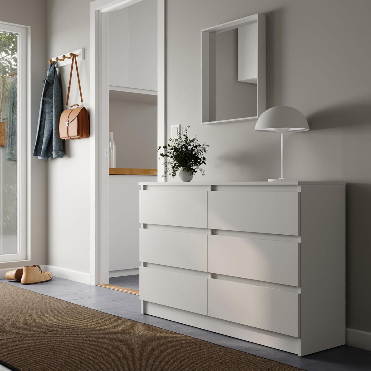 KOMMODE mit 6 Schubladen 120cm breit in weiß - Weiß, Holz (35/77.5/120cm) - Home Collective