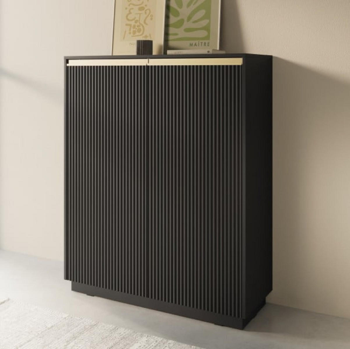 KOMMODE Schwarz KW104 Modern - Schwarz, Holzwerkstoff (103.5/127/39cm) - Sepro Meble