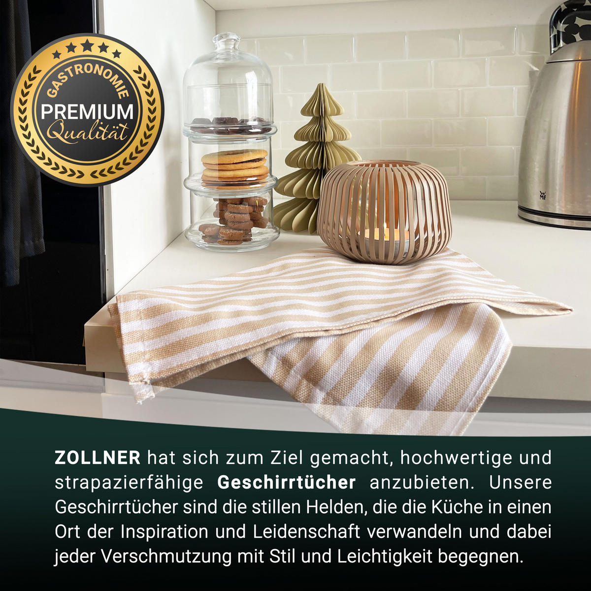 GESCHIRRTÜCHER, 5er-Set, 50x70 cm, 100% Baumwolle, Braun - Beige, Textil (50/70cm) - Zollner
