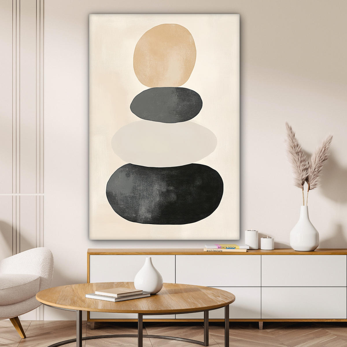 LEINWANDBILD Japandi - Wabi sabi - Beige 80x120 cm - Taupe, Textil (80/120cm) - MuchoWow