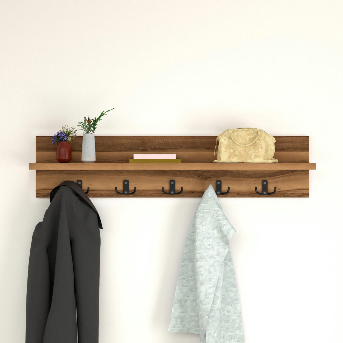 WANDGARDEROBE Hammarö - Walnussfarben, Holzwerkstoff (80/18/13cm) - [en.casa]