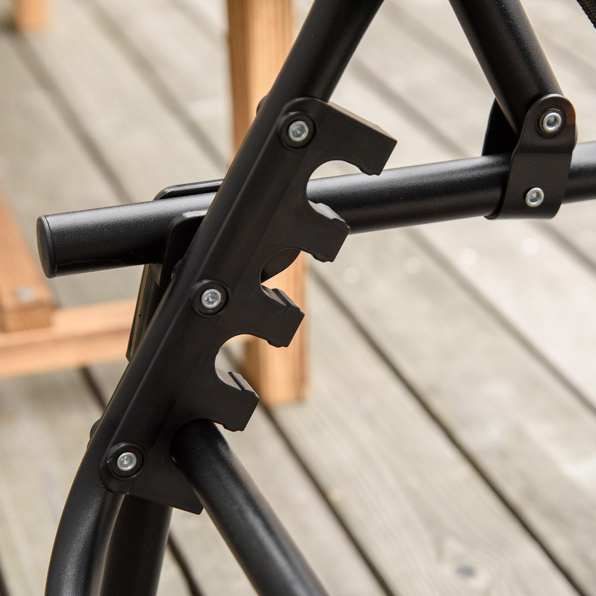 GARTENLIEGE 4-stufige Rückenlehne verstellbar Stahl Mesh-Stoff Schwarz 197 x 58 x 30 cm - Schwarz, Kunststoff/Metall (58/30/197cm) - Outsunny