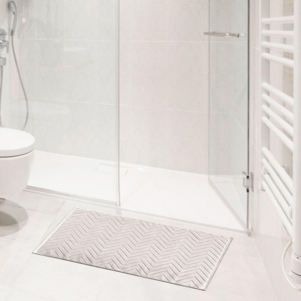 BADEMATTE rutschfest mit Memory-Schaum (Grau) - Hellgrau, Textil (50/80cm) - Intirilife