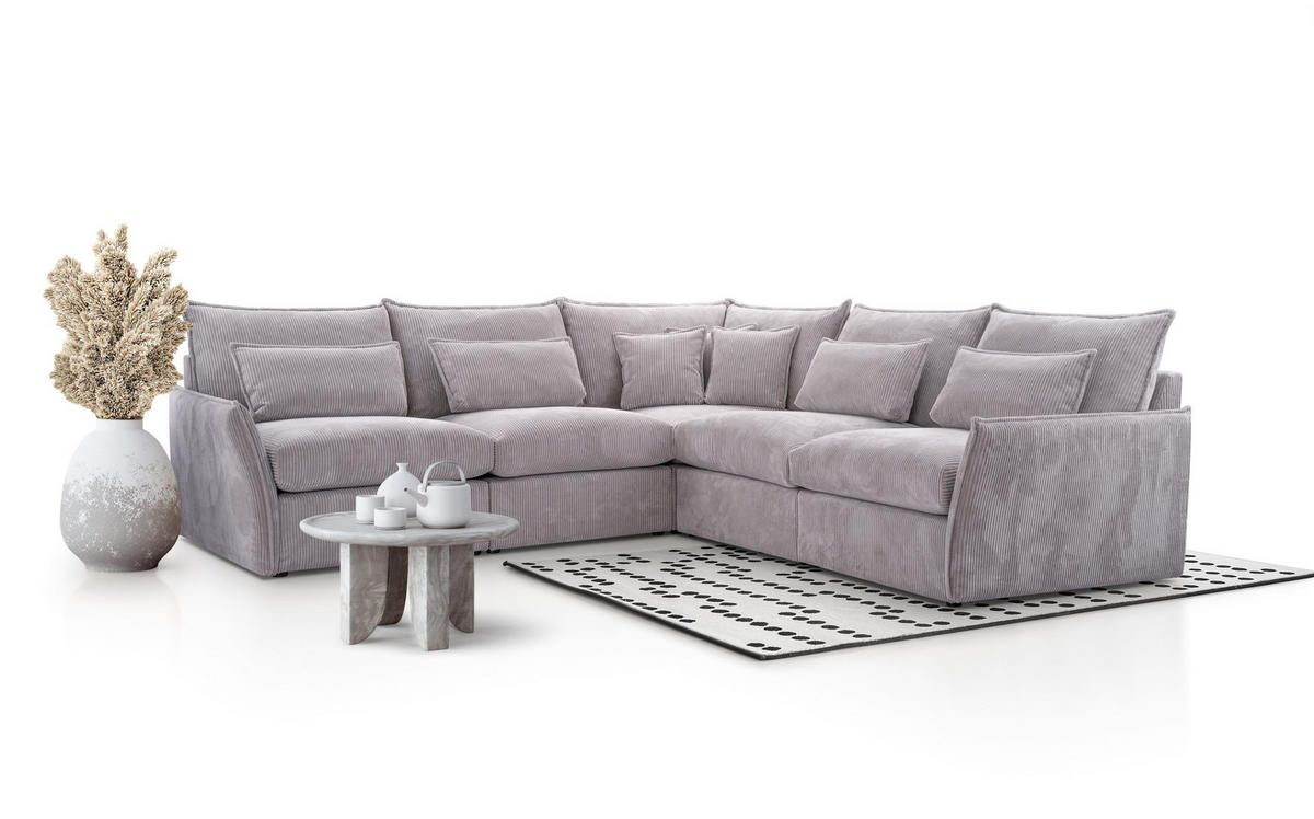 ECKSOFA Modulare Lunde 7, 6 Sitzer, Grau - Grau, Textil (270/270cm) - Meblito