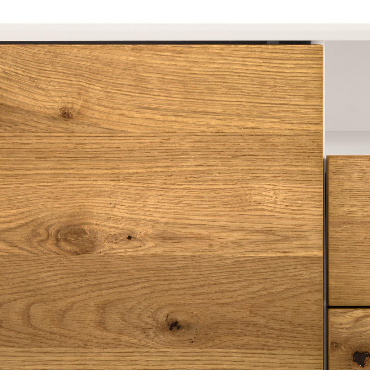 TV-LOWBOARD - Asteiche / Matt Weiß - Braun/Weiß, Holzwerkstoff (188/55/40cm) - home24