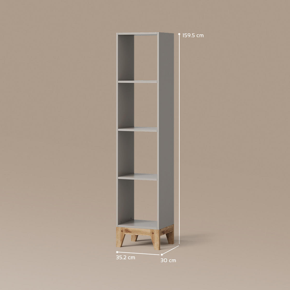 KINDERREGAL Mailo Cashmere/Artisan 35.2 x 159.5 cm - Kaschmir/Eiche Artisan, Holzwerkstoff (35.2/159.5/30cm) - Livinity®