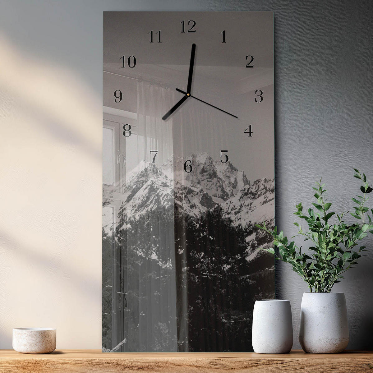 WANDUHR 60x30 cm - Stadt Prag - Grau, Glas (30/60/0.4cm) - TULUP