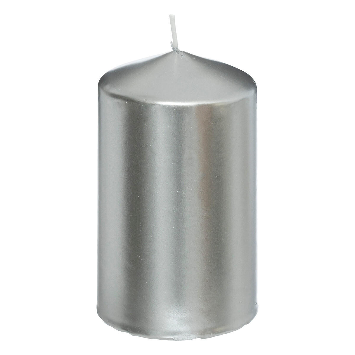 STUMPENKERZE glänzend 12 cm - Silberfarben, Paraffin (7/12/7cm) - Atmosphera Createur d´interieur
