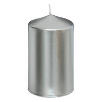 STUMPENKERZE glänzend 12 cm - Silberfarben, Paraffin (7/12/7cm) - Atmosphera Createur d´interieur