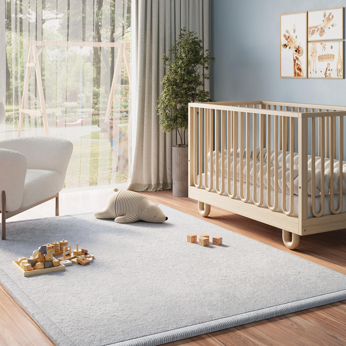 KINDERTEPPICH FLUFFIN hellgrau kuschelig waschbar 150/200 cm - Hellgrau, Textil (150/200cm) - Tapiso