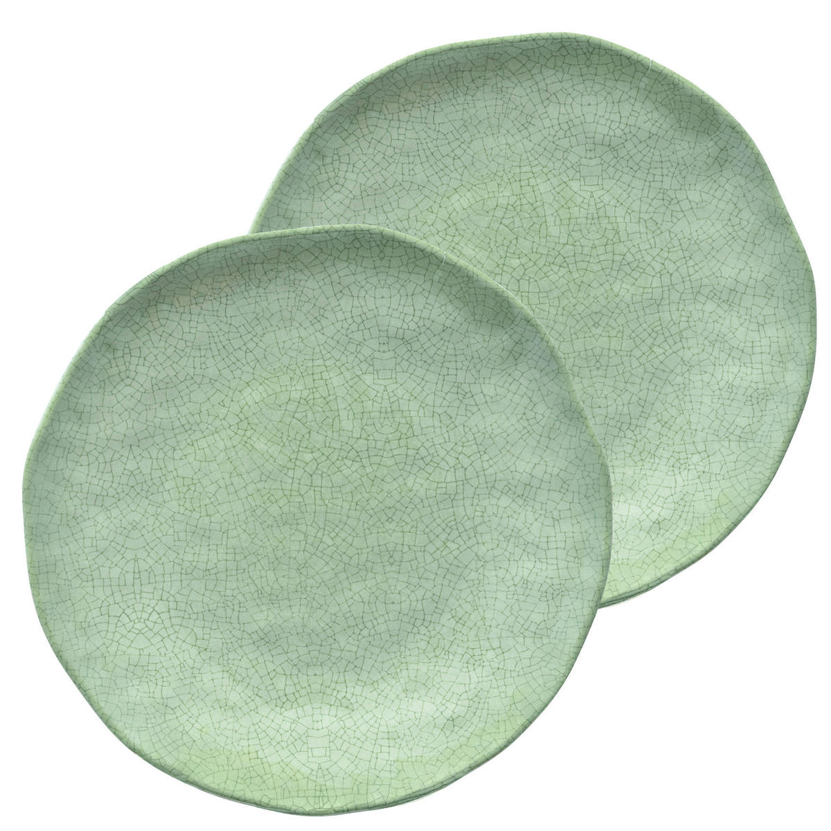 FRÜHSTÜCKSTELLER / Dessertteller Ø 21 cm Atmosfera grün Set mit 2 Stück - Salbeigrün, Keramik (21cm) - Rose & Tulipani