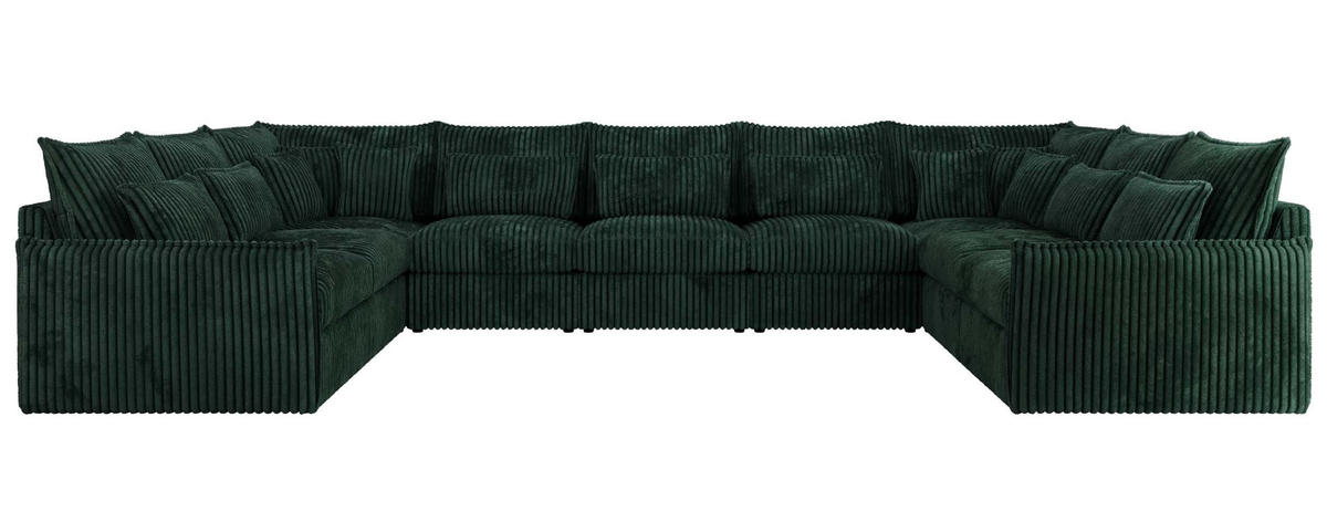 WOHNLANDSCHAFT VERSO U 9M Grün Cord - Schwarz/Grün, Kunststoff/Textil (442/93/270cm) - MKS
