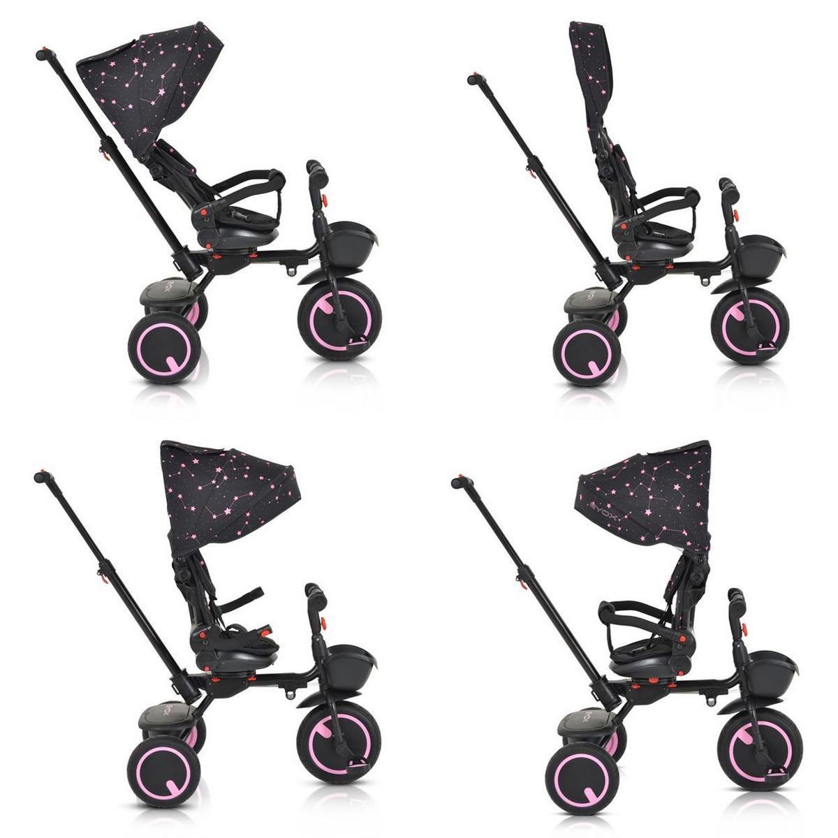 DREIRAD Orion faltbar rosa PU-Reifen, drehbarer Sitz, Schiebestange - Rosa, Metall (72/52/103cm)