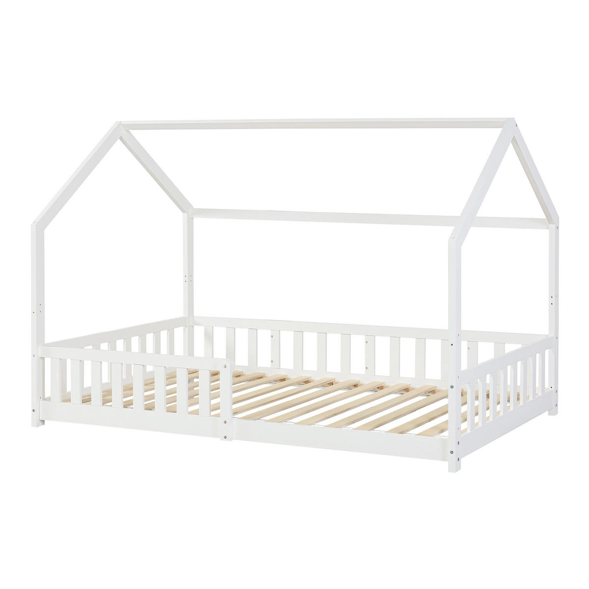 HAUSBETT Ydre mit Matratze - Weiß, Holz (120/200cm) - [en.casa]
