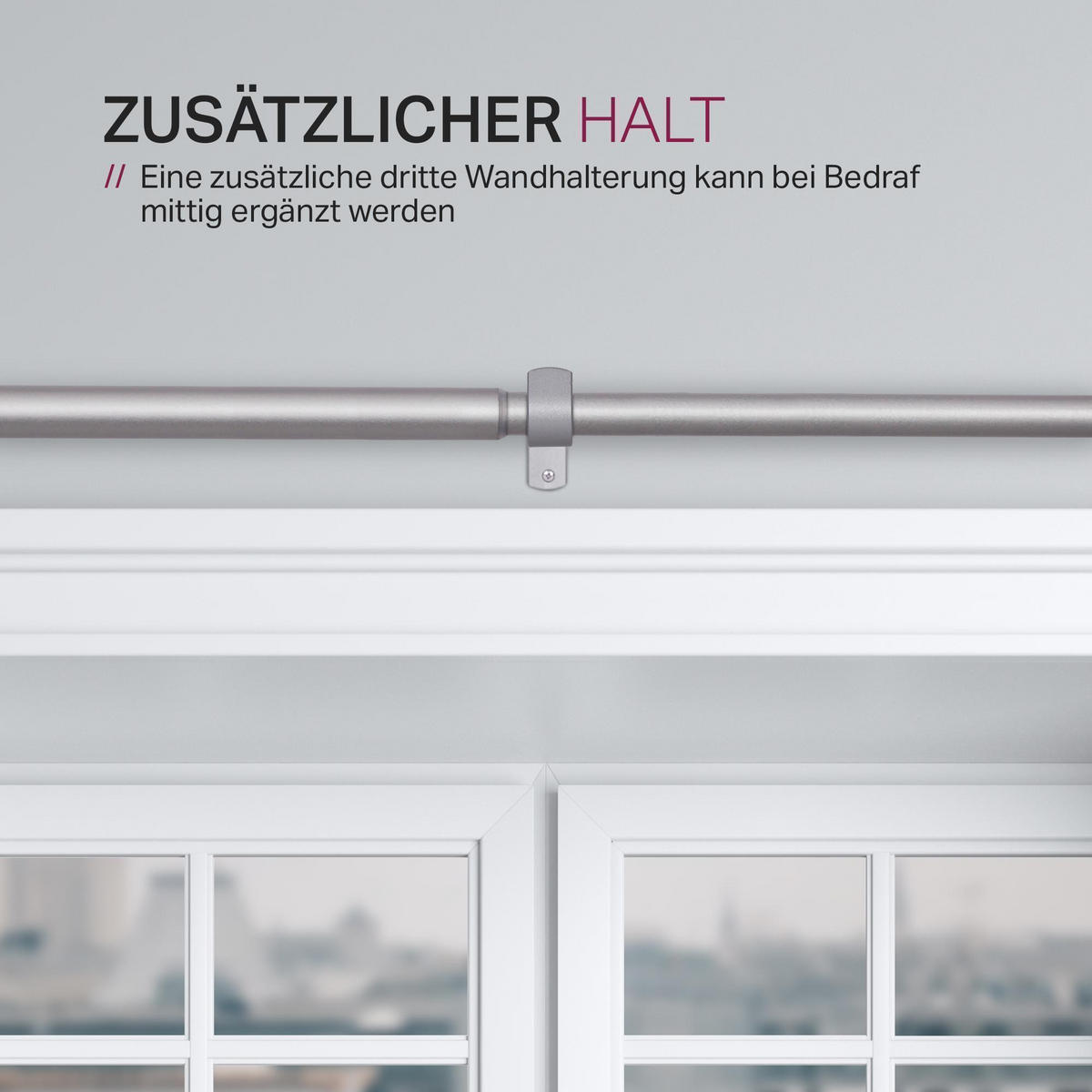 GARDINENSTANGENSET 120-220cm Silber Zylinder - Silberfarben, Metall (120cm)