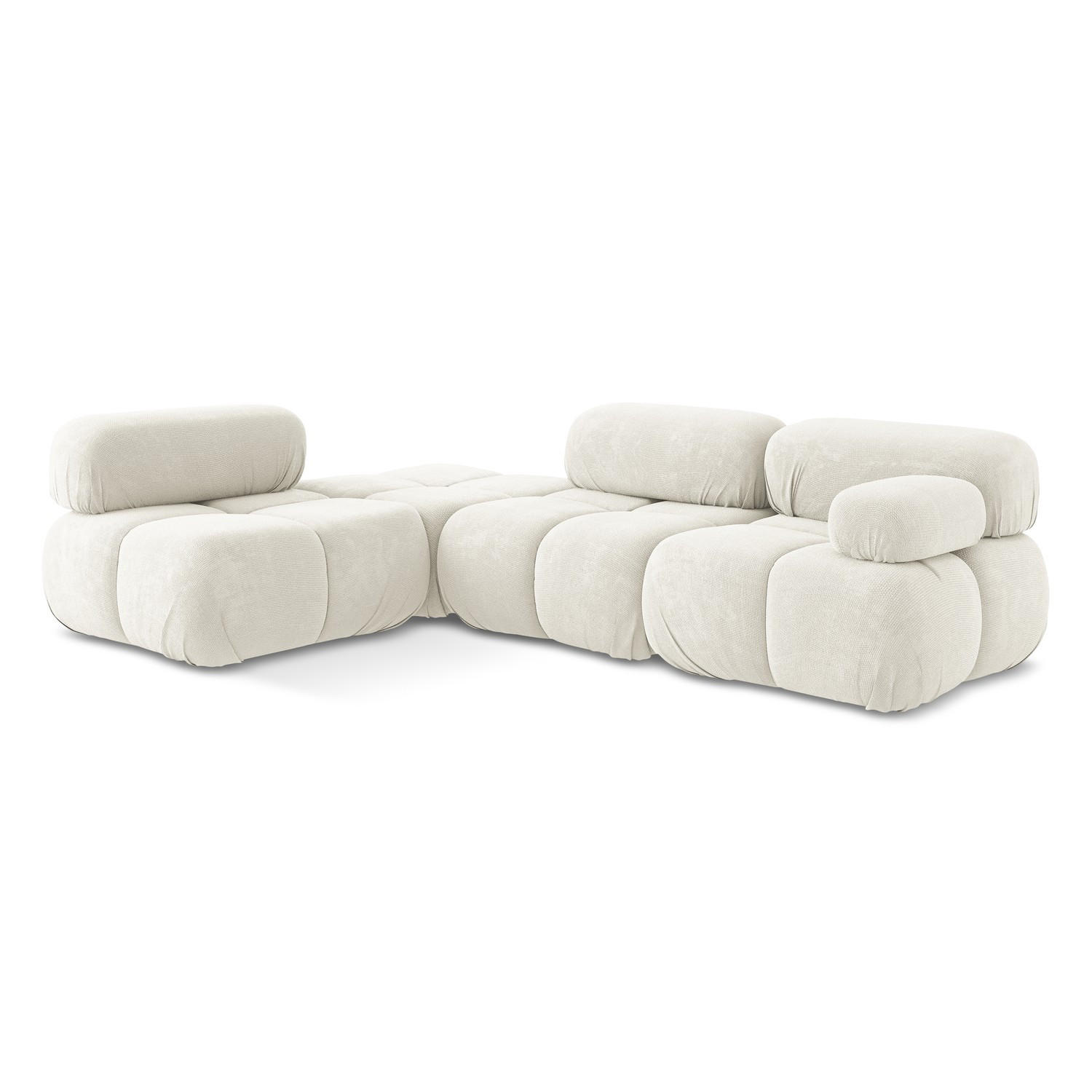 ECKSOFA Links Chenille Stoff Weiß - Pink/Schwarz, Kunststoff/Textil (190/285cm) - LaMiaSofa