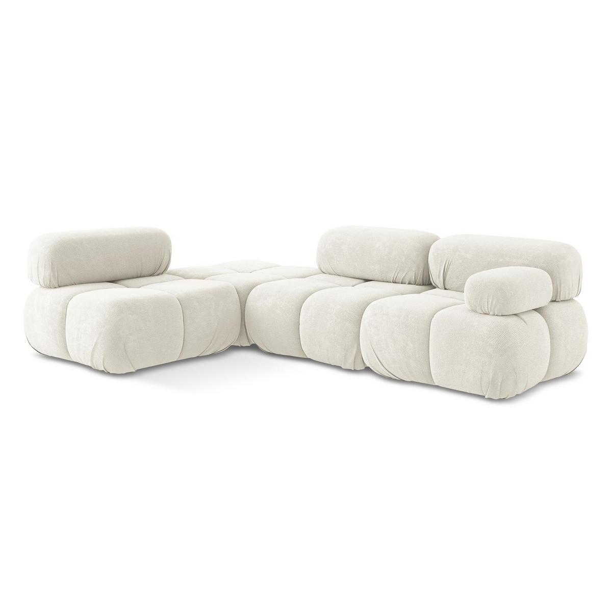 ECKSOFA Links Chenille Stoff Weiß - Pink/Schwarz, Kunststoff/Textil (190/285cm) - LaMiaSofa