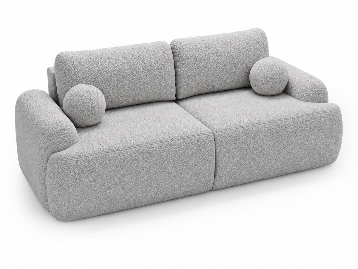 SOFA 260/106/81 Aurio Bouclé-Stoff Grau - Grau, Kunststoff/Textil (260/81/106cm) - Graingold