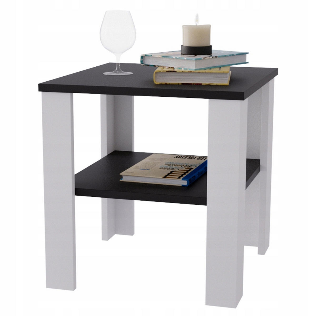COUCHTISCH Lara53 53/47/53 - Schwarz/Weiß, Holzwerkstoff (53/53/47cm) - RAUMHIRSCH FURNITURE