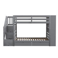 ETAGENBETT Modell Grau 90 x 200 cm - Grau, Holz (90/200cm) - ComfortXL